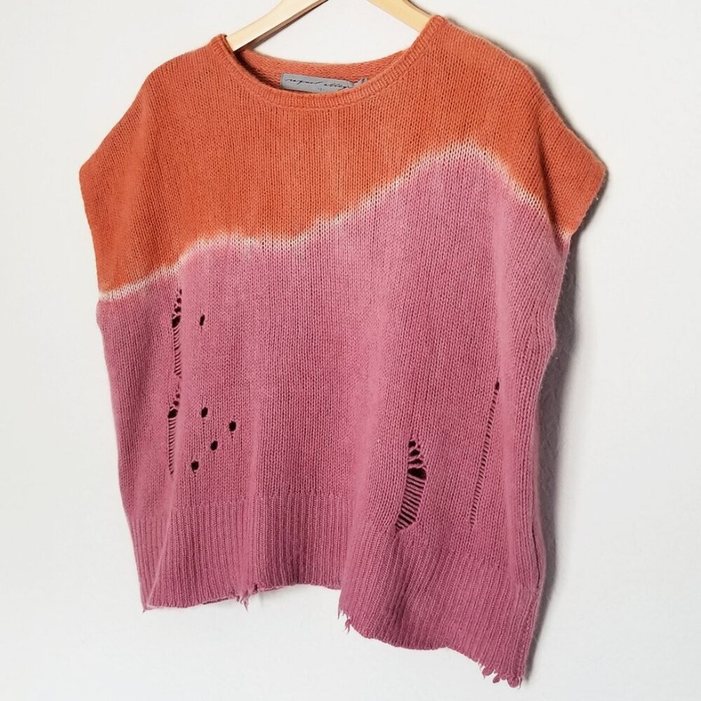 NEW Raquel Allegra 100% Cashmere Square Vest Sweater Top Pink Sunrise XS $560
